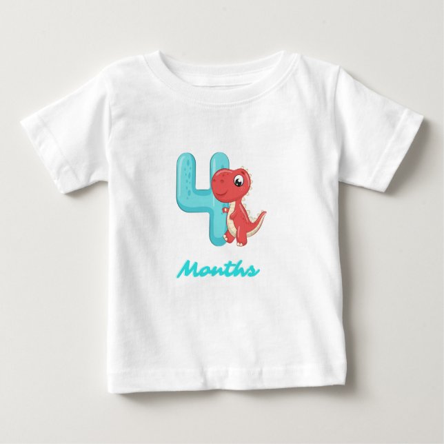 Four Months cute dinosaur Baby T-Shirt (Front)