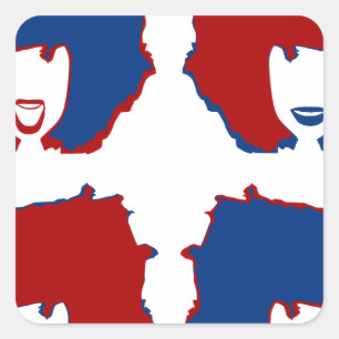 FOUR MOODS in RED and BLUE Square Sticker