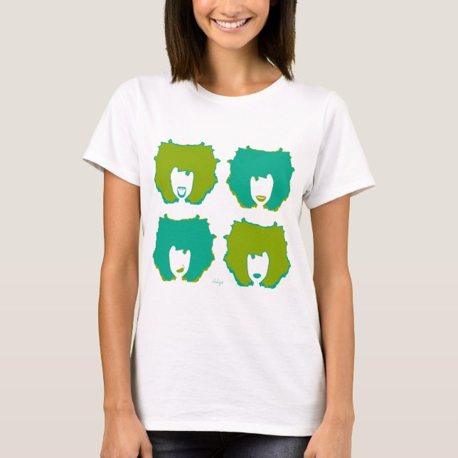 FOUR MOODS in TEAL and GREEN T-Shirt (Front)