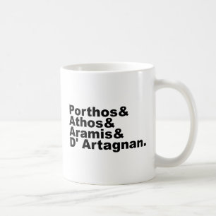 Four Musketeers - Porthos Athos Aramis D'Artagnan Coffee Mug