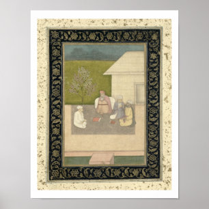 Four Muslim holy men seated in meditation outside Poster