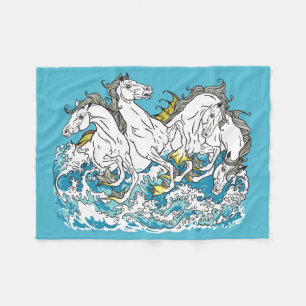 four mythological seahorses fleece blanket