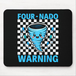 Four nado warning 4th birthday 4 years old kids mouse pad