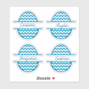 Four Name Customisable ZigZag Easter Eggs Stickers