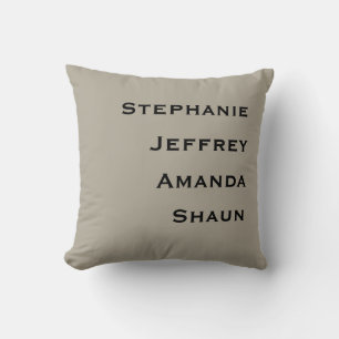 Four Names Greige and Black Square Cushion