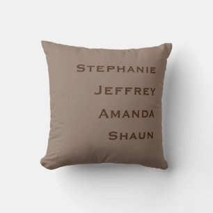 Four Names Tan and Brown Square Cushion