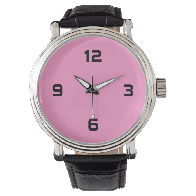 Four Numbers - Black on Pink Watch (Front)