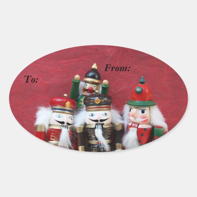 Four nutcrackers group oval sticker (Front)