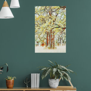Four Oak Trees in a Wild Forest Art Poster