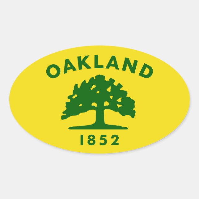 FOUR Oakland, California Flag Oval Sticker (Front)