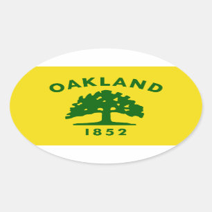 FOUR Oakland, California Flag Oval Sticker