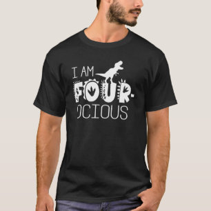 Four Ocious 4th Birthday 4 Year Old Boy Dinosaur T-Shirt
