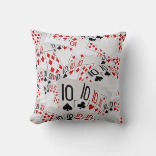 "Four of a Kind: Scattered Quad Tens" Cushion