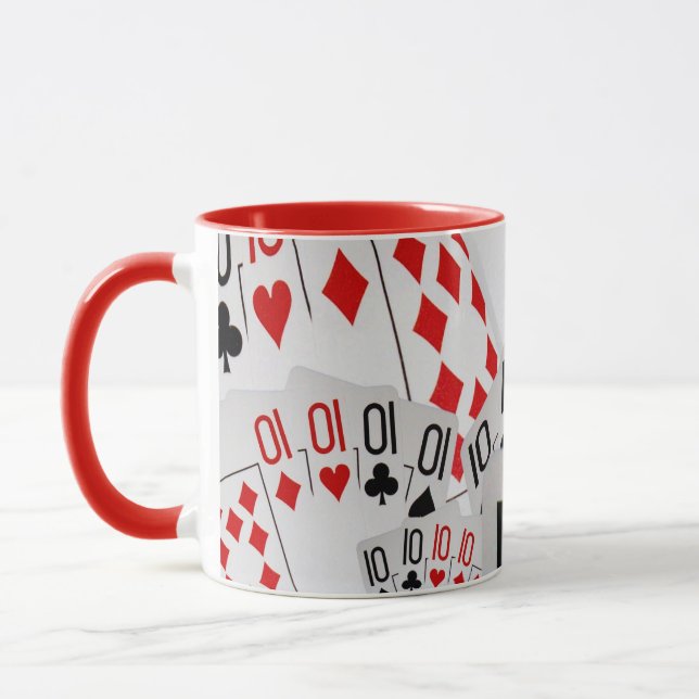 "Four of a Kind: Scattered Quad Tens" Mug (Left)