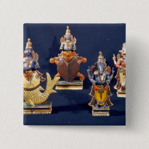 Four of the incarnations of Vishnu 15 Cm Square Badge