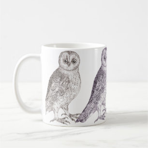 Four Owls Coffee Mug - Spotted Owl Antique Print