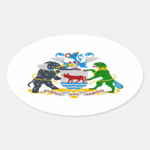 FOUR Oxford Coat of Arms Oval Sticker