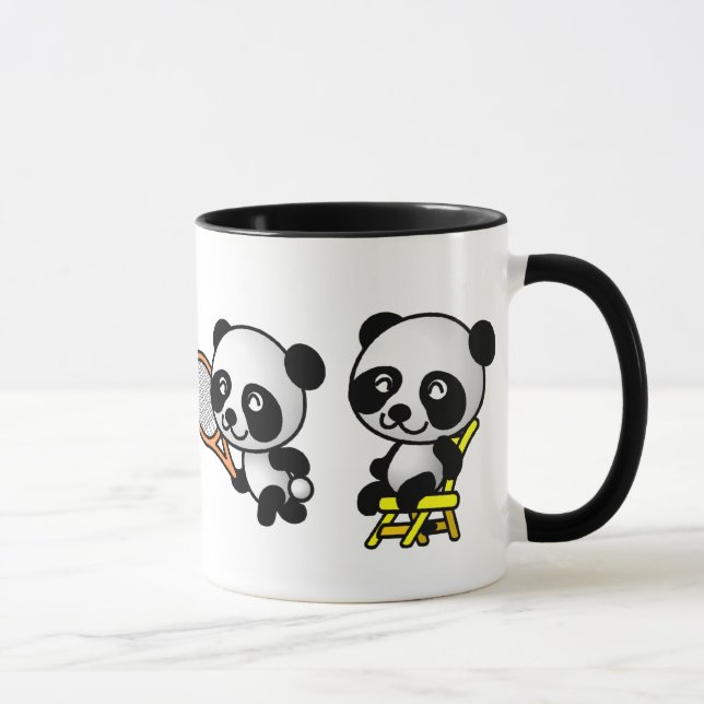 FOUR PANDAS mug - choose style & colour (Right)