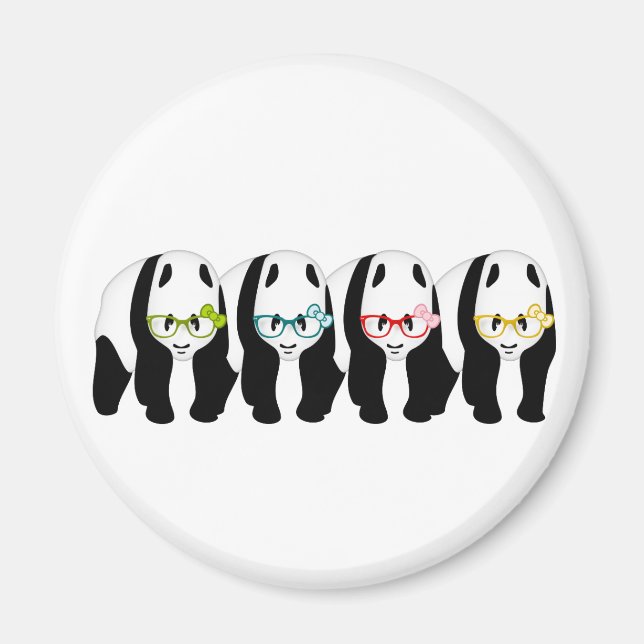 Four Pandas wearing glasses Magnet (Front)