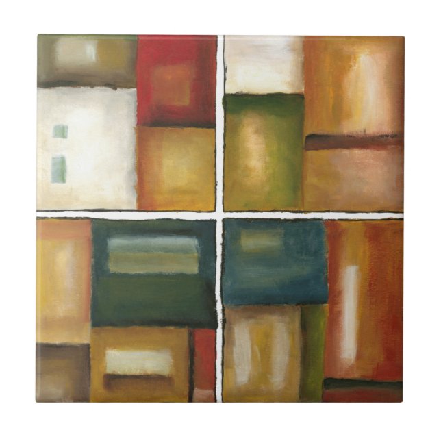 Four Panelled Painting by Jennifer Goldberger Ceramic Tile (Front)