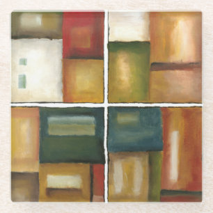 Four Panelled Painting by Jennifer Goldberger Glass Coaster