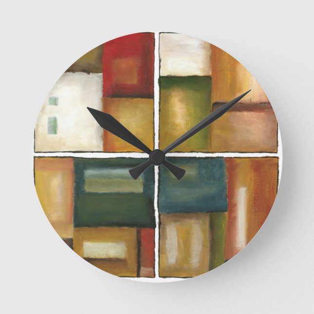 Four Panelled Painting by Jennifer Goldberger Round Clock (Front)