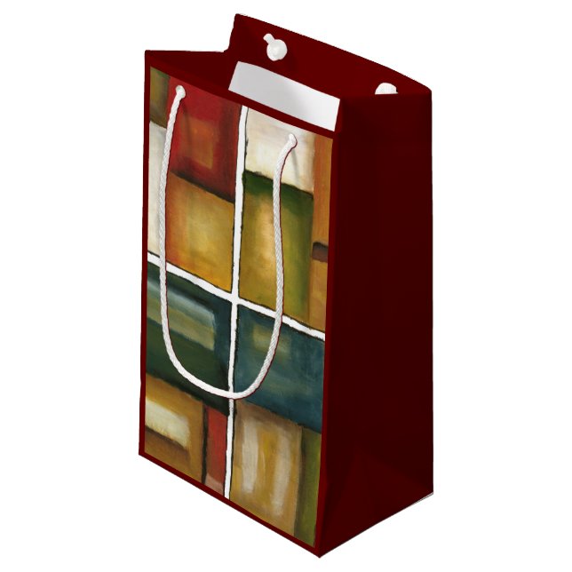 Four Panelled Painting by Jennifer Goldberger Small Gift Bag (Front Angled)