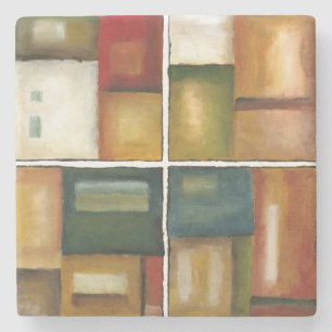 Four Panelled Painting by Jennifer Goldberger Stone Coaster