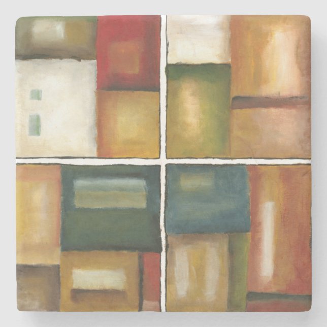 Four Panelled Painting by Jennifer Goldberger Stone Coaster (Front)
