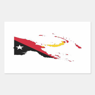 FOUR Papua New Guinea Flag Map Rectangular Sticker