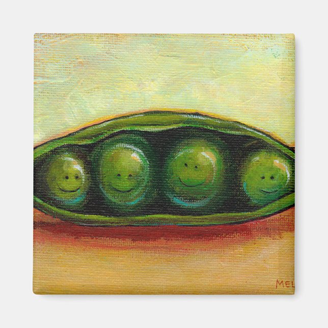 Four peas in a pod fun unique original art magnet (Front)