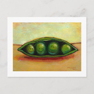 Four peas in a pod fun unique original art postcard