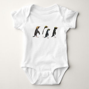 Four Penguins Illustration Baby Bodysuit