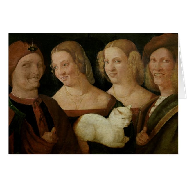 Four People Laughing at the Sight of a Cat (Front Horizontal)