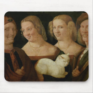 Four People Laughing at the Sight of a Cat Mouse Pad