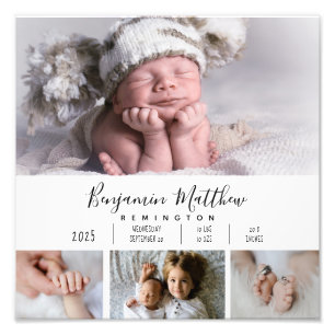 Four Photo Baby Birth Stats