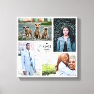 Four Photo Collage Canvas with Custom Text Print