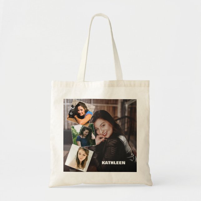 Four Photo Collage Custom Tote Bag (Front)