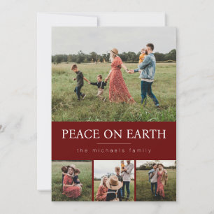 Four Photo Collage Holiday Card - Red
