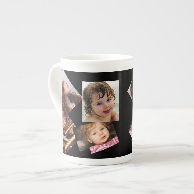 Four Photo Collage Template Bone China Mug (Front Left)