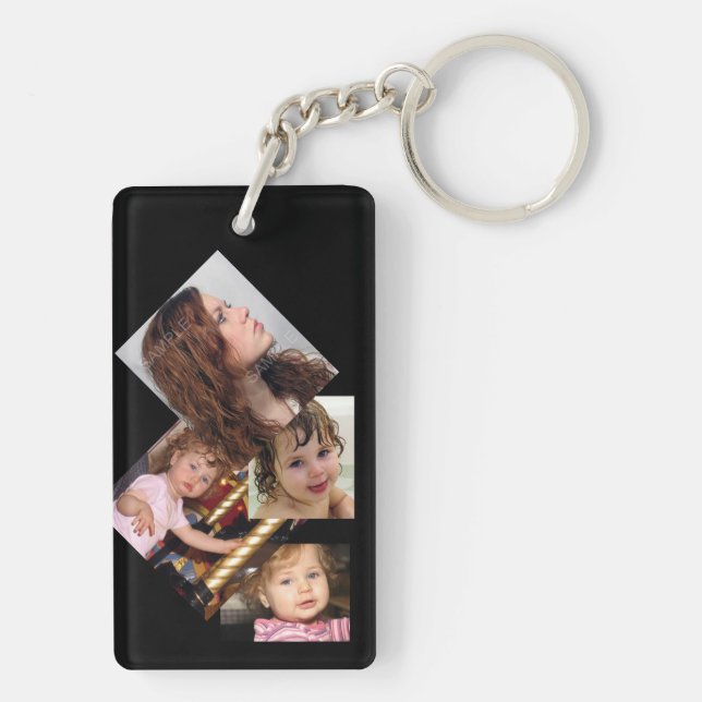 Four Photo Collage Template Key Ring (Back)