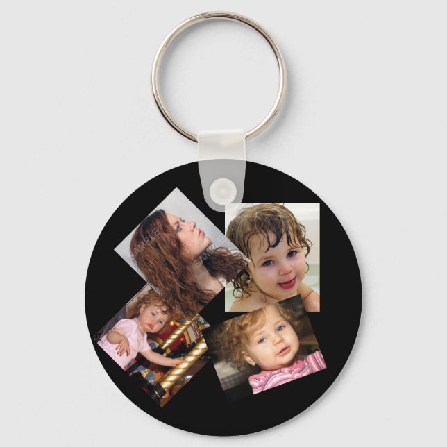 Four Photo Collage Template Key Ring (Front)