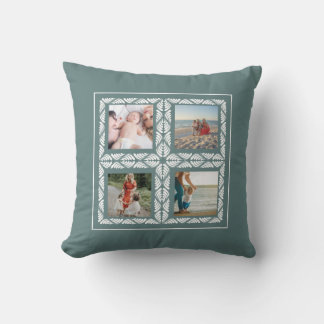 Four Photo Grid Retro Frame Cushion
