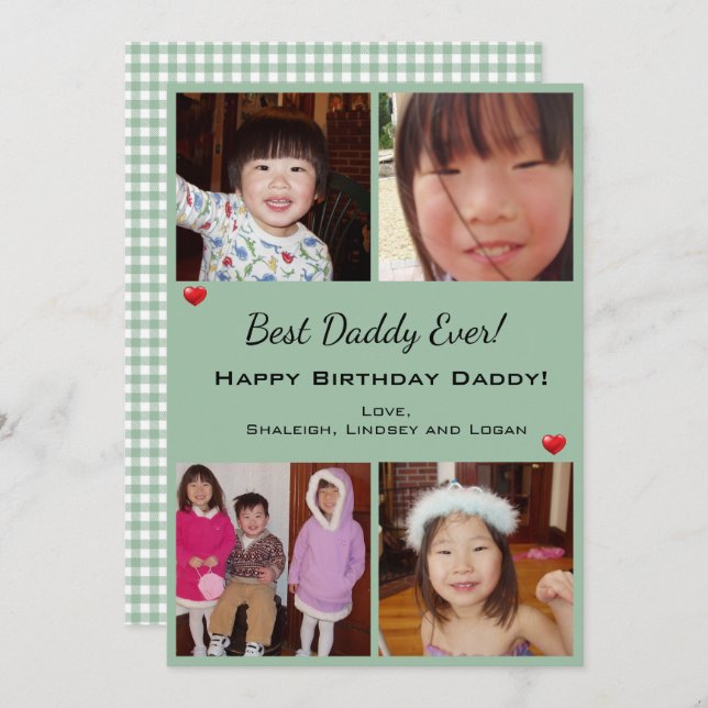 Four Photo Happy Birthday Best Daddy Ever Card (Front/Back)