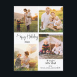 Four Photo Minimalist Family Photo Christmas  Post Postcard<br><div class="desc">Minimalist Four Photo Minimalist Family Photo Christmas Postcard

Simple four photo Christmas postcard featuring a modern calligraphy non-editable heading image,  the family names.  The back of the postcard is prepared for the address and longer message.  Great for someone who likes modern minimalist photo postcards.</div>