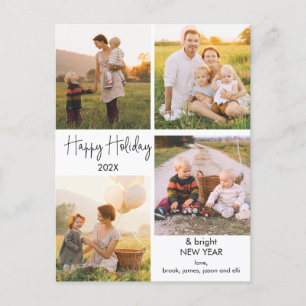 Four Photo Minimalist Family Photo Christmas  Post Postcard