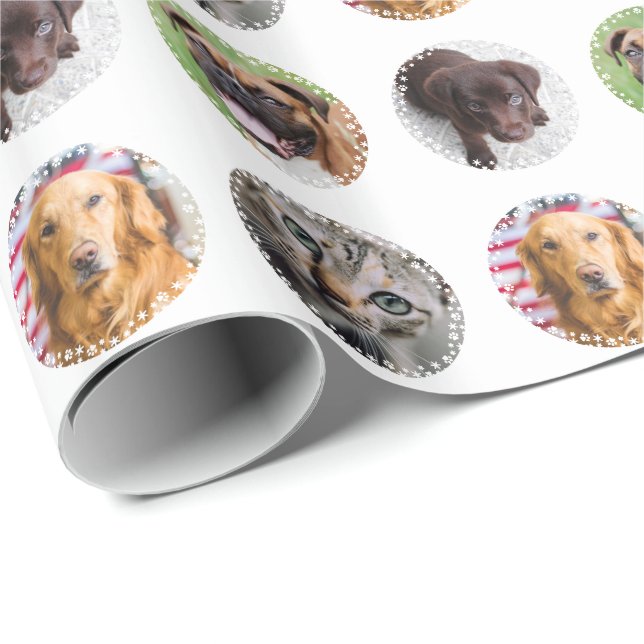Four Photo Pet Lover's Holiday Gift Wrapping Paper (Roll Corner)