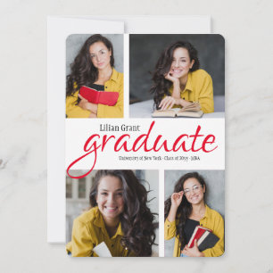 Four Photo Vert Rectangle Graduation Announcement
