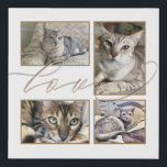 Four Photos Collage Love Pets White Faux Canvas Print<br><div class="desc">Display your favorite photos of your furry friends with this pet collage for your wall. Easily swap in your four favorite photos. The word Love overlaps the pictures slightly and is set in elegant gold calligraphy.The white background color can be changed to a different color if you so wish via...</div>