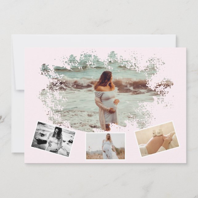 Four Photos Collage Simple Mother To Be Pregnancy Announcement (Front)